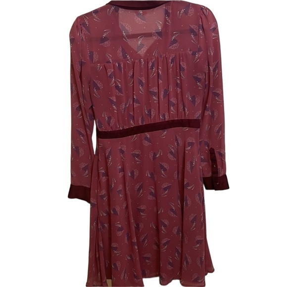 Modcloth Just My Typist Pleated Chiffon Mauve /
Plum Long Sleeve Dress - Picture 4 of 6